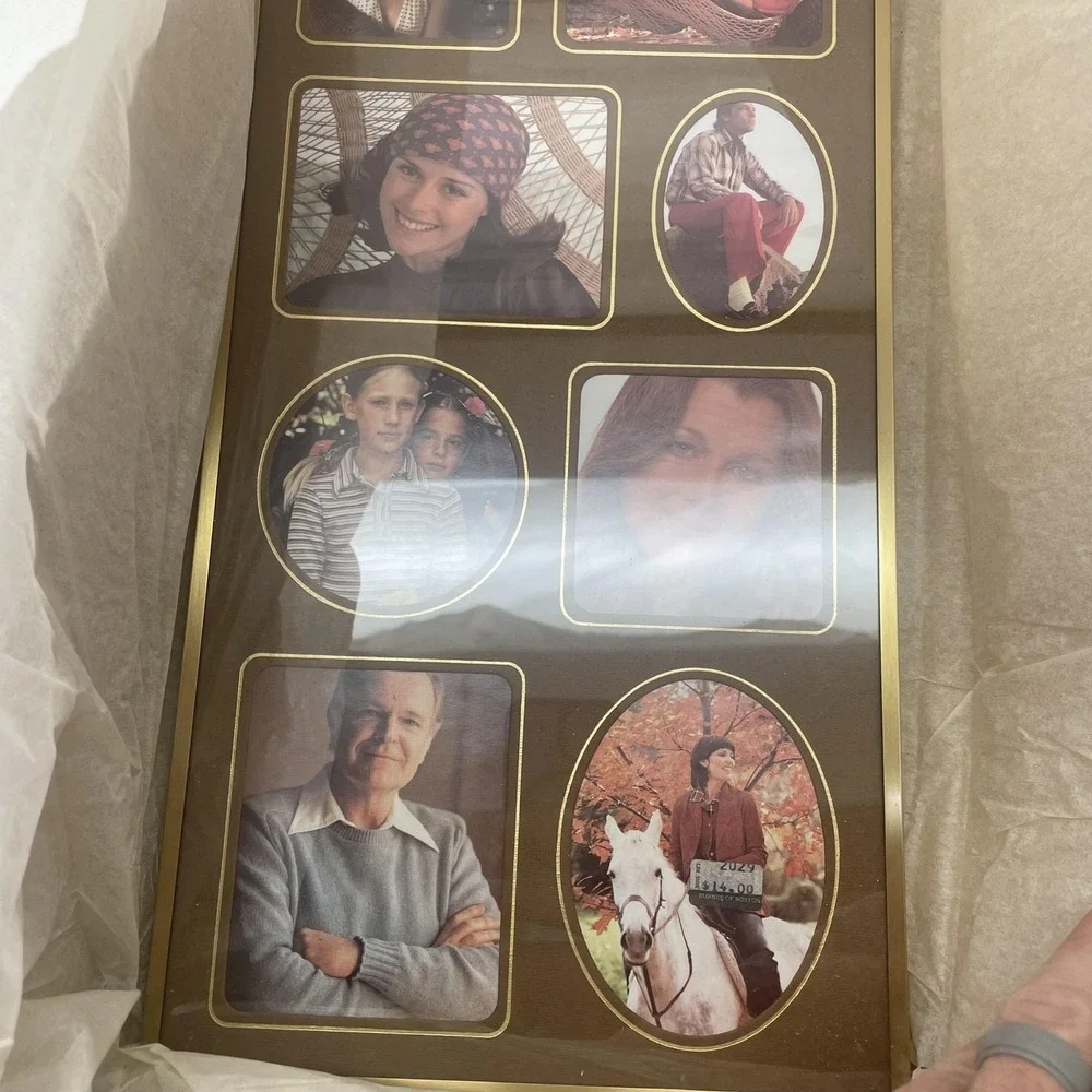Vintage Burnes of Boston The Photo Panel Collage Frame Brown Gold NOS